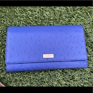 Kate Spade Blue Ostrich Leather Wallet